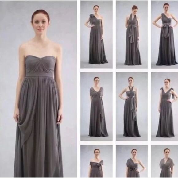 Jenny Yoo Aidan Convertible Bridesmaid Dress Gown in Charcoal Grey Size 12 - Picture 2 of 10